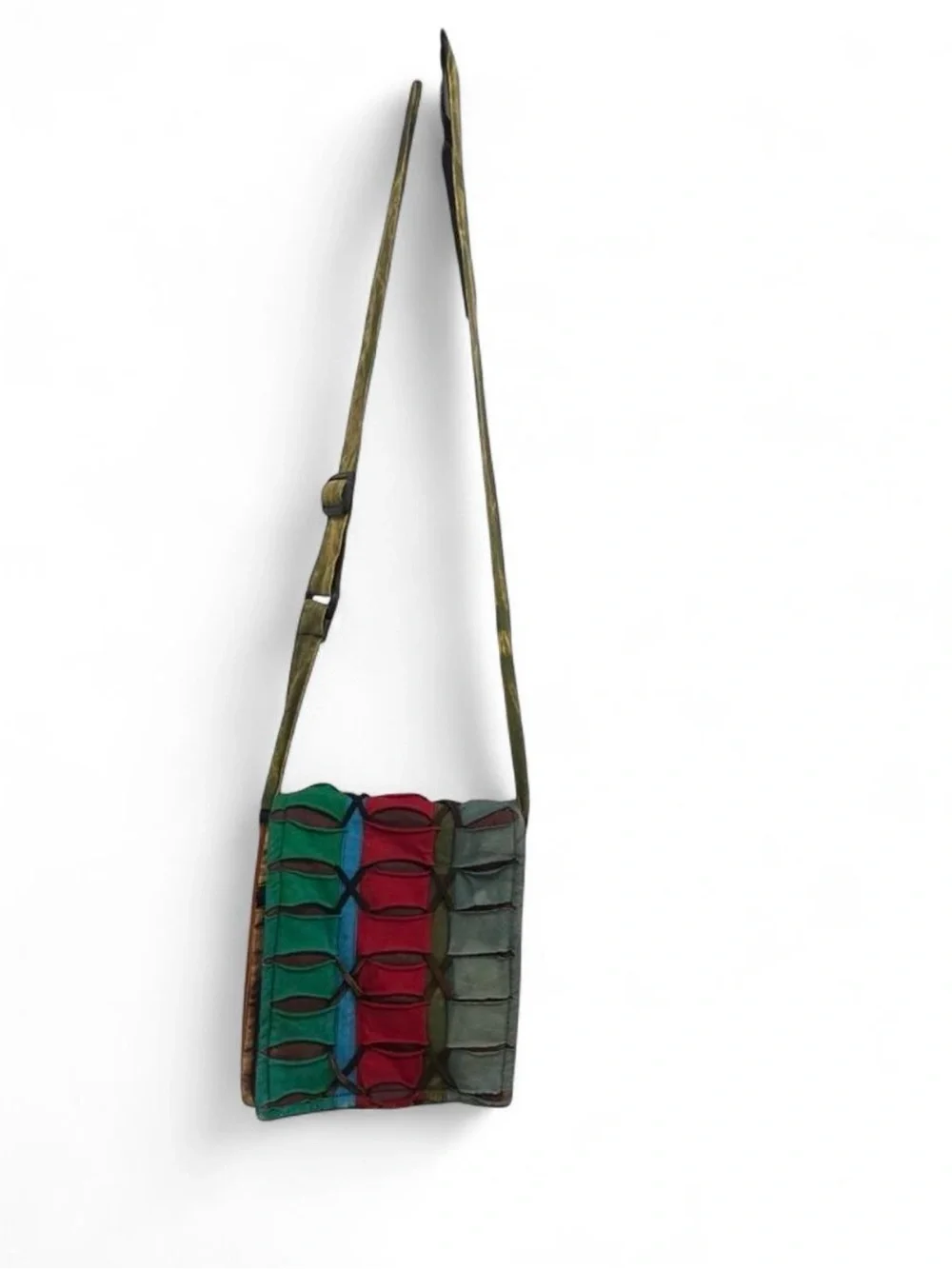 Handcrafted Multicolor Soft Fabric Crossbody Bag - Adjustable Strap